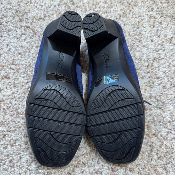 Clarks Bendables Womens Tie shoes/Heels, Leather Upper, size 7, Block Heel, Blue - Picture 8 of 10